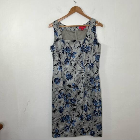 LAVIA 18 Gray Blue Floral Print Scoop Neck Dress Size M - Picture 12 of 12